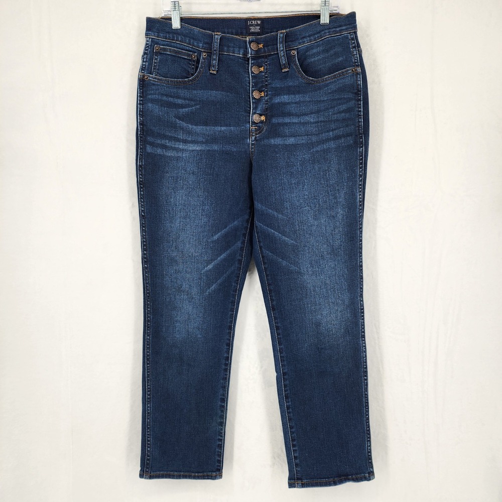 J.Crew Womens Size 30‎ High Rise Vintage Straight Leg Jeans Button Fly Denim